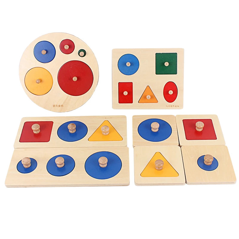Montessori Wooden Shape Sorting Board – Colorful Geometric Learning Toy for Kids - Kid Zone