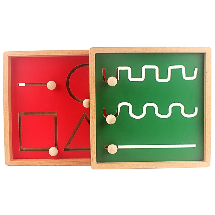 Montessori Shape Tracing Board – Wooden Educational Toy for Kids | Fine Motor Skills Learning Tool - Kid Zone