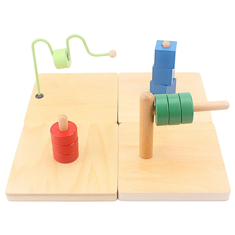 Montessori Wooden Disc Stacking Toy – Colorful Horizontal & Vertical Peg Board for Early Learning - Kid Zone
