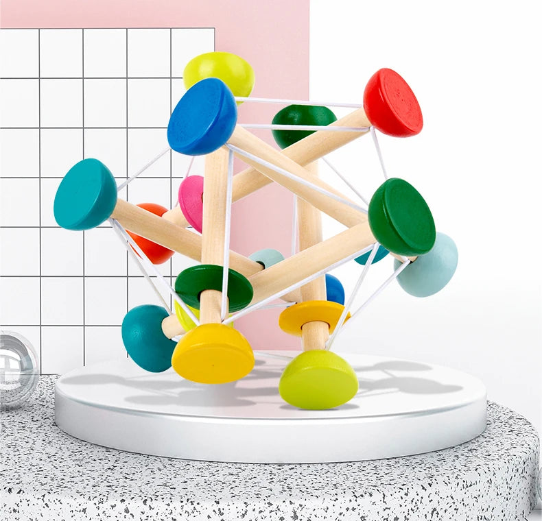 Montessori Wooden Bell Rattle Toy for Babies – Sensory & Motor Skill Development - Kid Zone