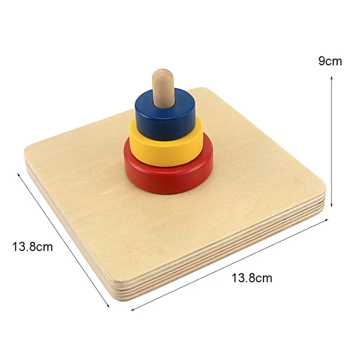 Montessori Wooden Disc Stacking Toy – Colorful Horizontal & Vertical Peg Board for Early Learning - Kid Zone