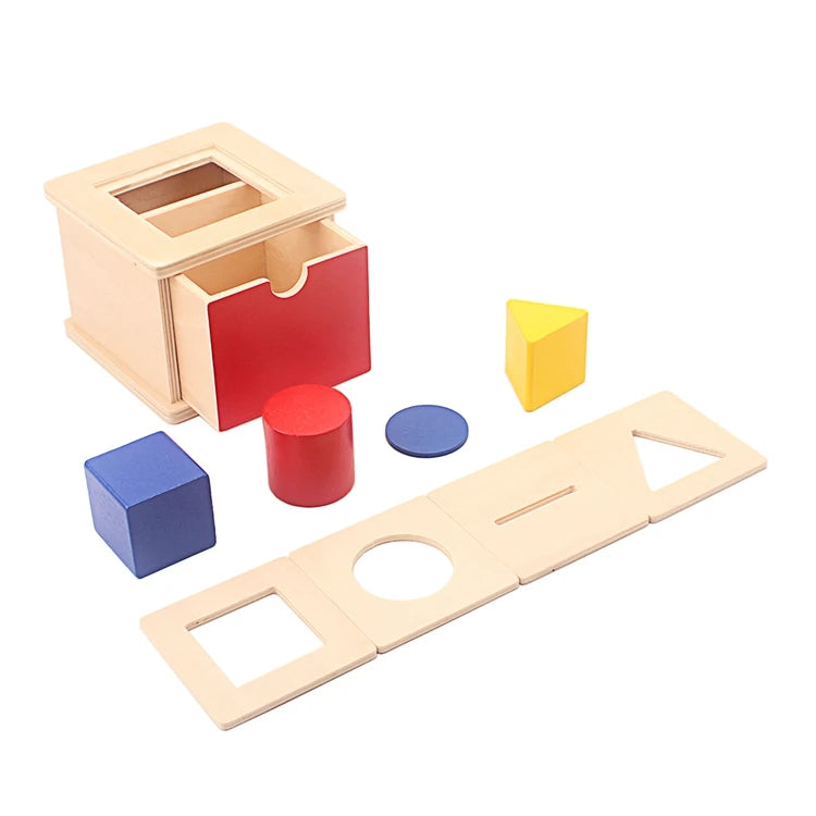 Montessori 4-in-1 Shape Sorting Imbucare Box – Wooden Early Learning Toy for Babies - Kid Zone