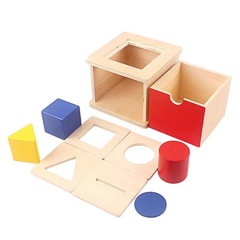 Montessori 4-in-1 Shape Sorting Imbucare Box – Wooden Early Learning Toy for Babies - Kid Zone