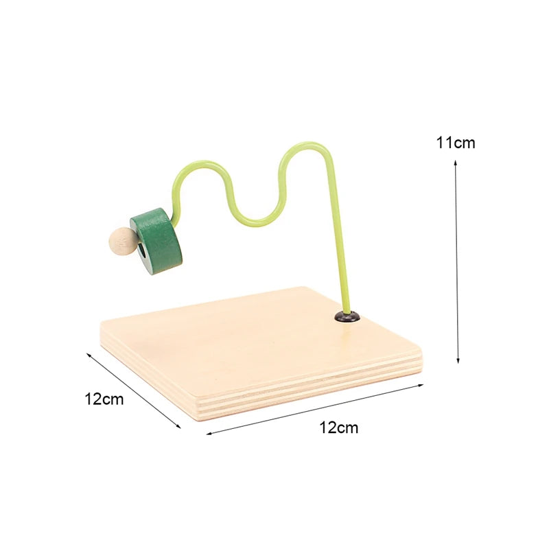 Montessori Horizontal Dowel Toy – Wooden Discs with Green Cylinder for Babies (7–24 Months) - Kid Zone