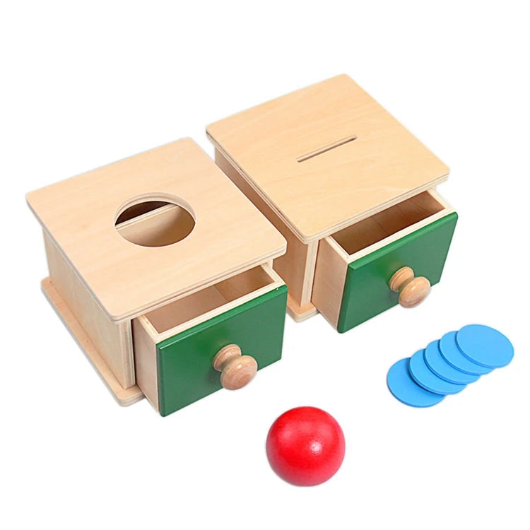 Montessori Ball & Coin Box Set – Wooden Fine Motor Learning Toy for Babies and Toddlers - Kid Zone