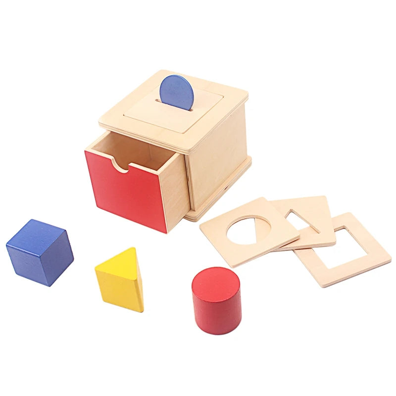 Montessori 4-in-1 Shape Sorting Imbucare Box – Wooden Early Learning Toy for Babies - Kid Zone