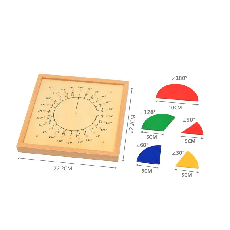 Montessori Wooden Fraction Circle Board – Educational Math Learning Toy for Kids - Kid Zone