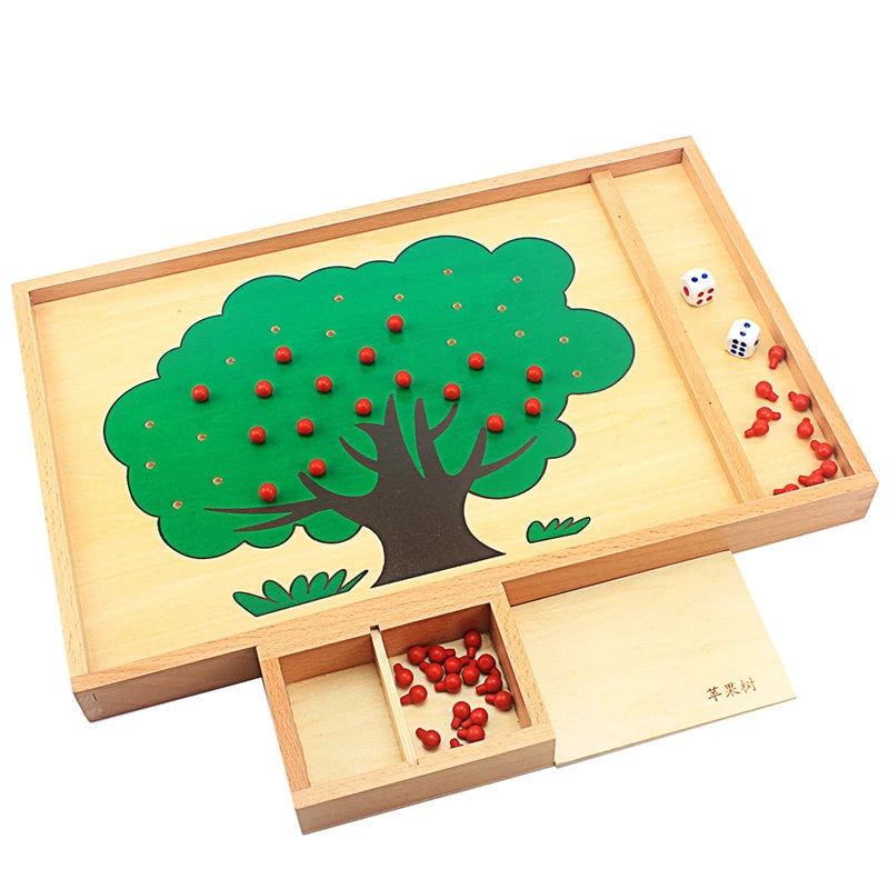 Montessori Apple Tree Counting Toy – Wooden Educational Numbers Learning Game for Kids - Kid Zone
