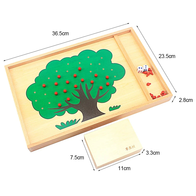 Montessori Apple Tree Counting Toy – Wooden Educational Numbers Learning Game for Kids - Kid Zone
