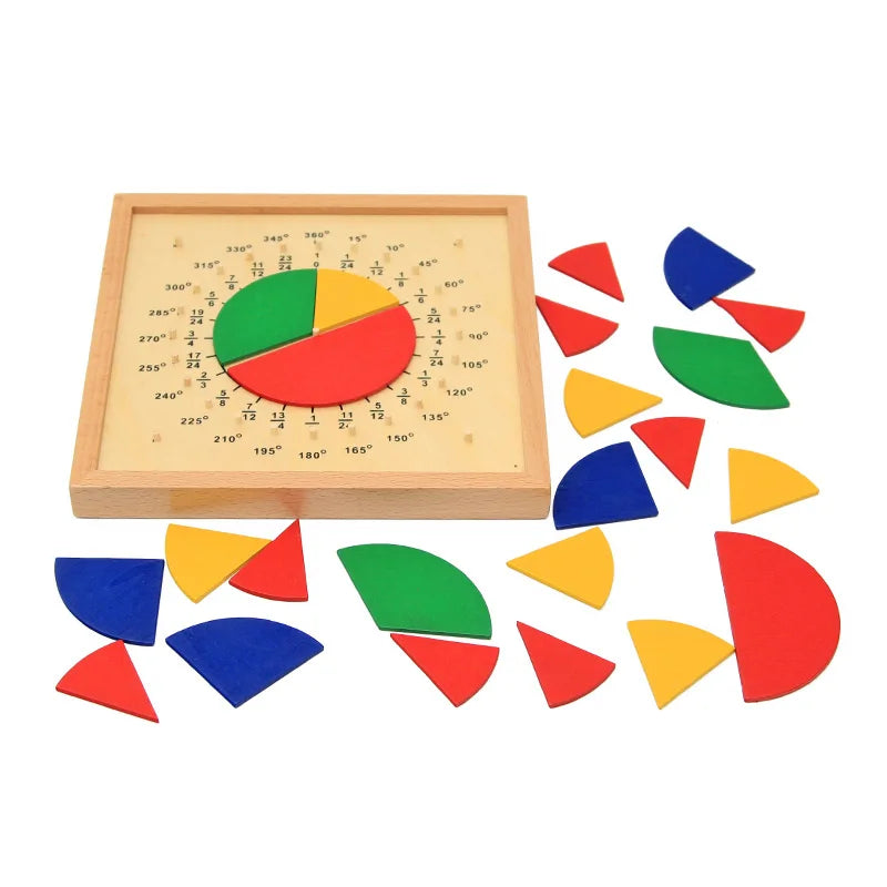 Montessori Wooden Fraction Circle Board – Educational Math Learning Toy for Kids - Kid Zone