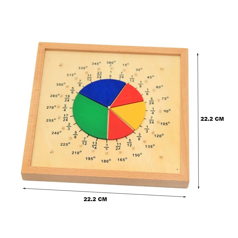 Montessori Wooden Fraction Circle Board – Educational Math Learning Toy for Kids - Kid Zone