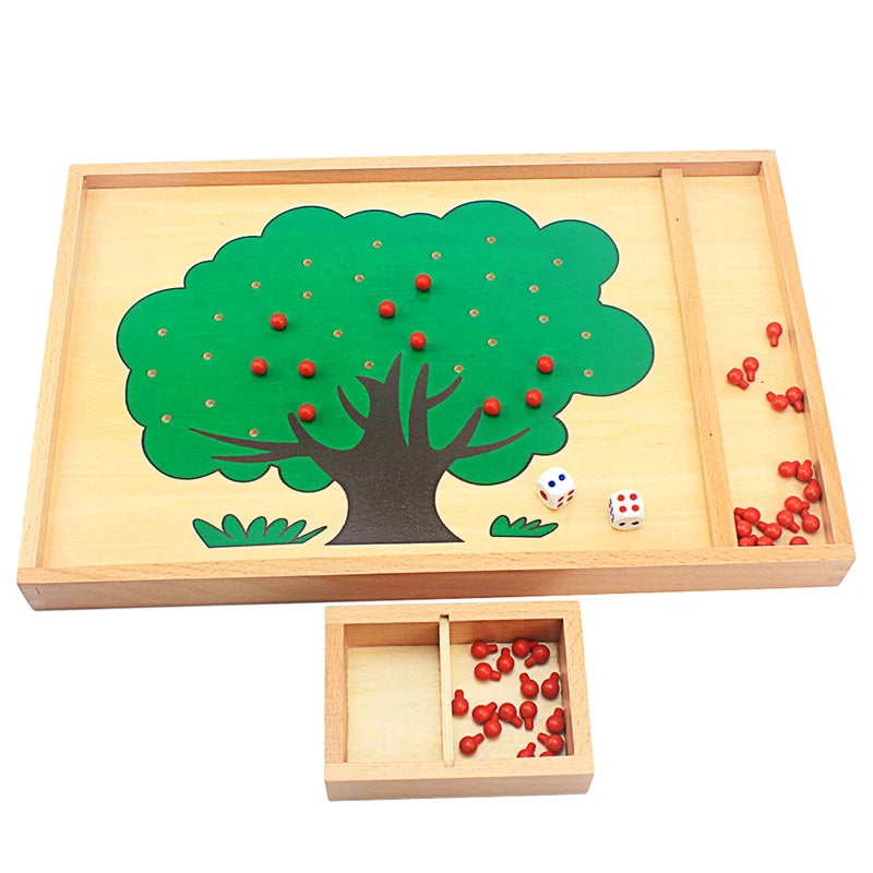 Montessori Apple Tree Counting Toy – Wooden Educational Numbers Learning Game for Kids - Kid Zone