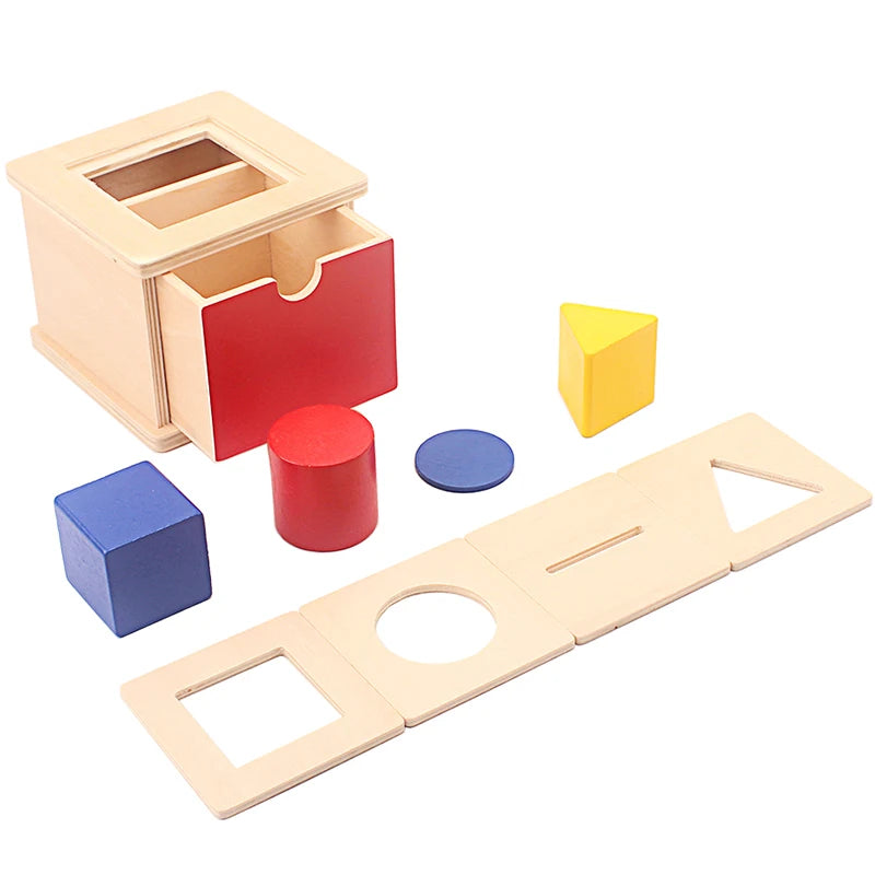 Montessori 4-in-1 Shape Sorting Imbucare Box – Wooden Early Learning Toy for Babies - Kid Zone