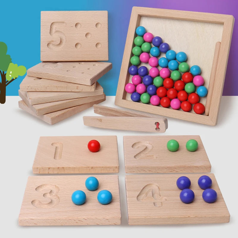 Montessori Wooden Number Tracing & Counting Board – Educational Bead Learning Toy for Kids (1–10) - Kid Zone