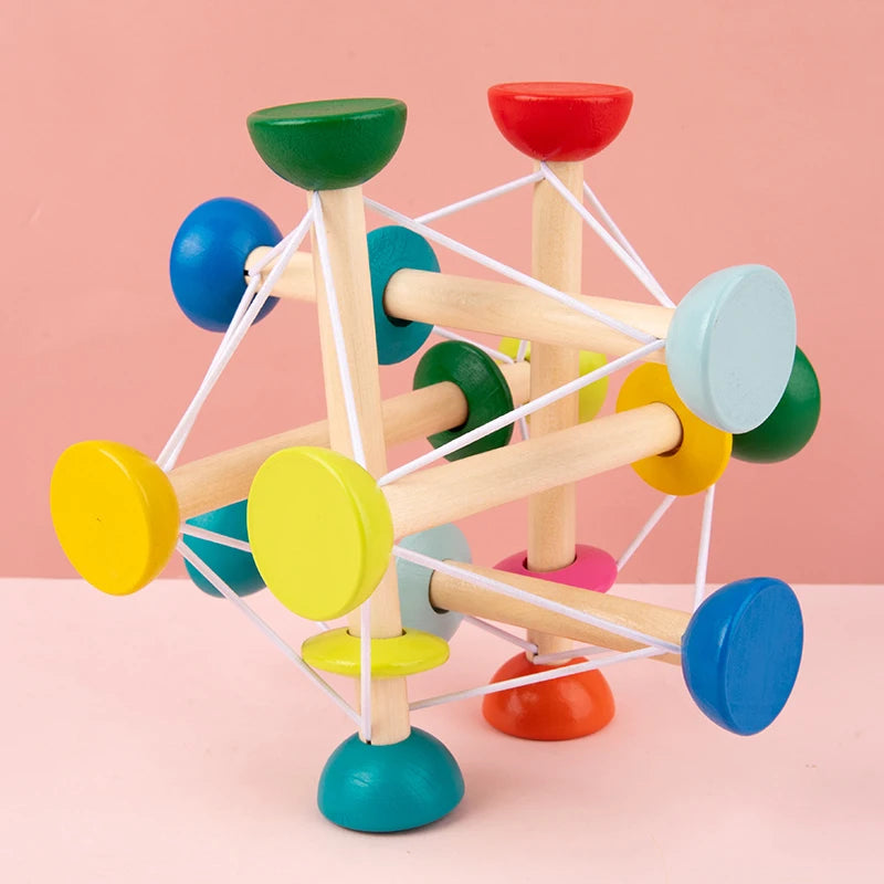 Montessori Wooden Bell Rattle Toy for Babies – Sensory & Motor Skill Development - Kid Zone