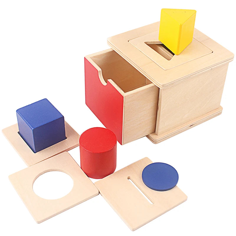Montessori 4-in-1 Shape Sorting Imbucare Box – Wooden Early Learning Toy for Babies - Kid Zone