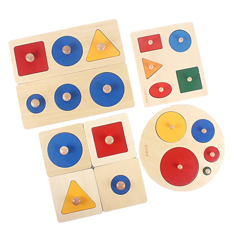 Montessori Wooden Shape Sorting Board – Colorful Geometric Learning Toy for Kids - Kid Zone