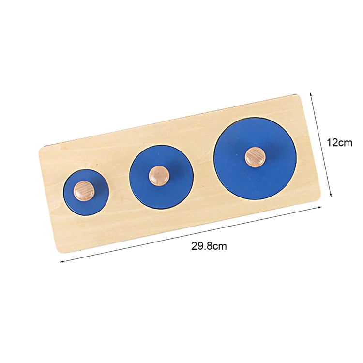 Montessori Wooden Shape Grip Board – Tri-Color Geometric Learning Puzzle - Kid Zone