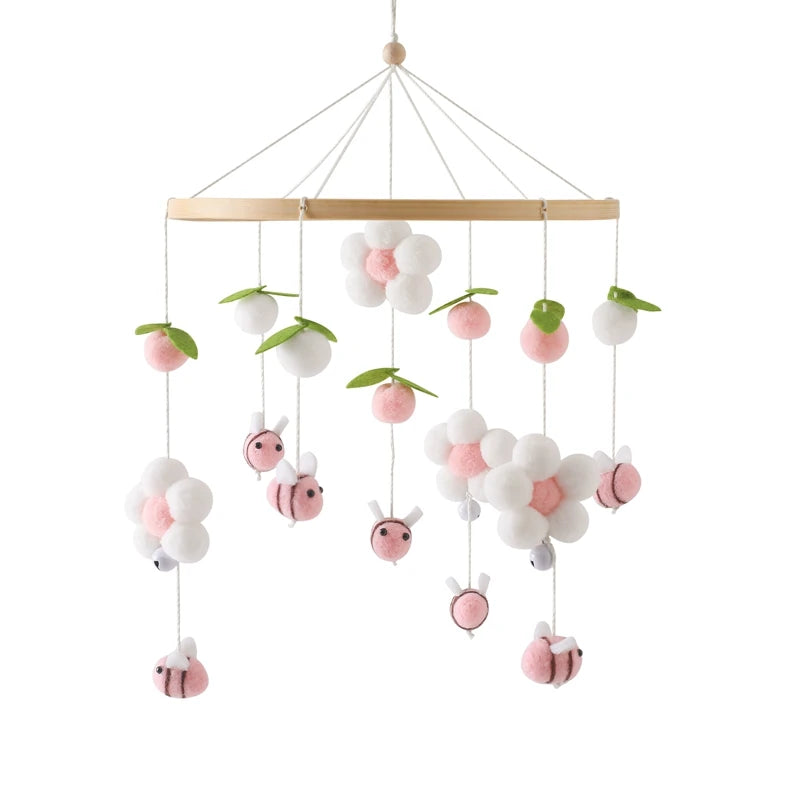 Dreamy Baby Wooden Crib Mobile – Soft Visual & Musical Hanging Toy for Newborns - Kid Zone