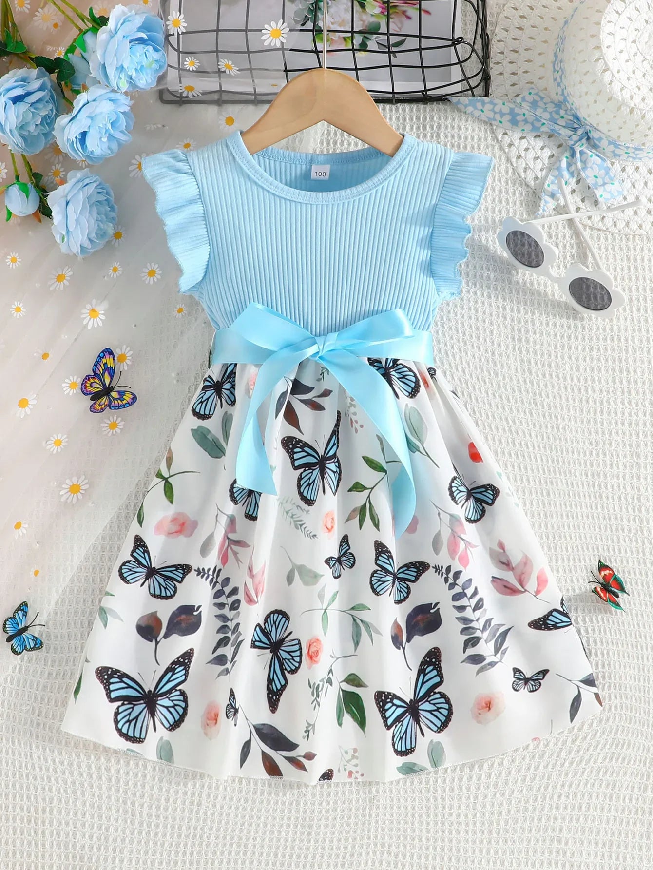 Trendy Baby Girl Clothes – Multicolor Butterfly Dress - Kid Zone