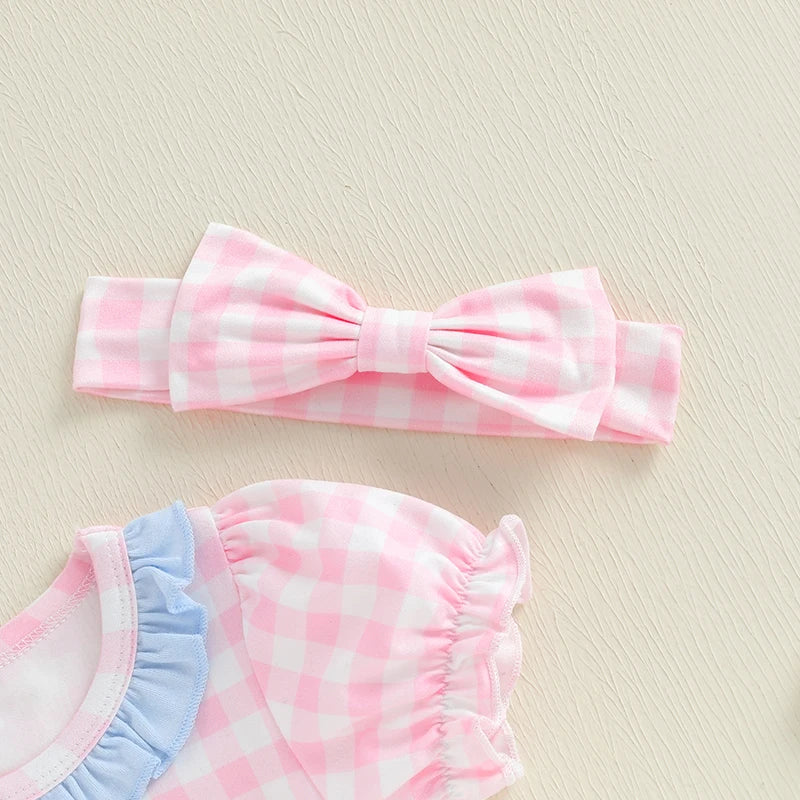 Summer Baby Girl Outfit with Matching Headband – Cute Baby Girl Clothes - Kid Zone