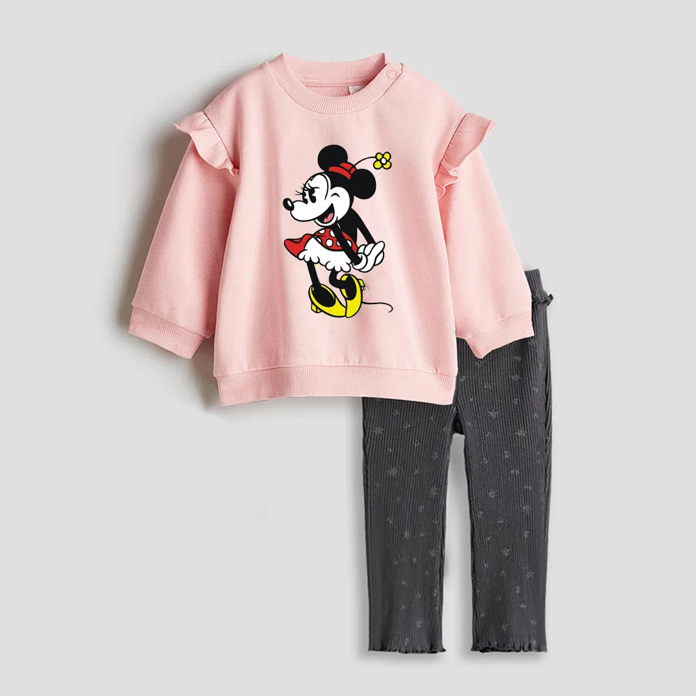 Baby Girl Spring Clothes – Long-Sleeve T-Shirt & Cartoon Leggings Set - Kid Zone