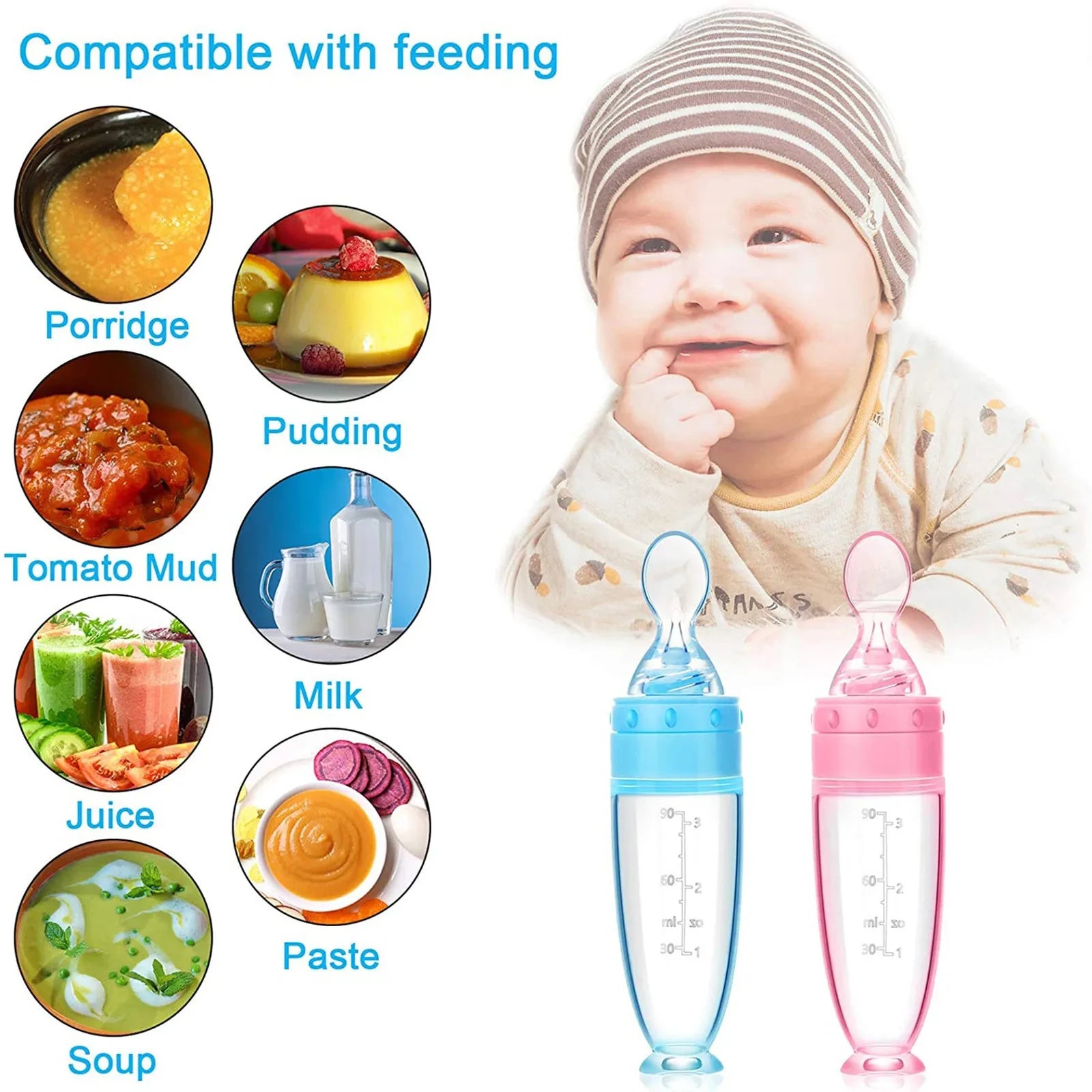 Silicone Feeding Spoon Dispenser – Safe, Soft & Easy Baby Food Tool - Kid Zone