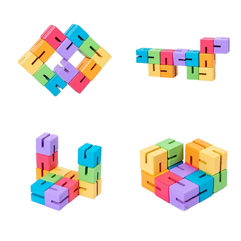 3D Wooden Building Blocks – Montessori Creative Construction Set (12 pcs) - Kid Zone