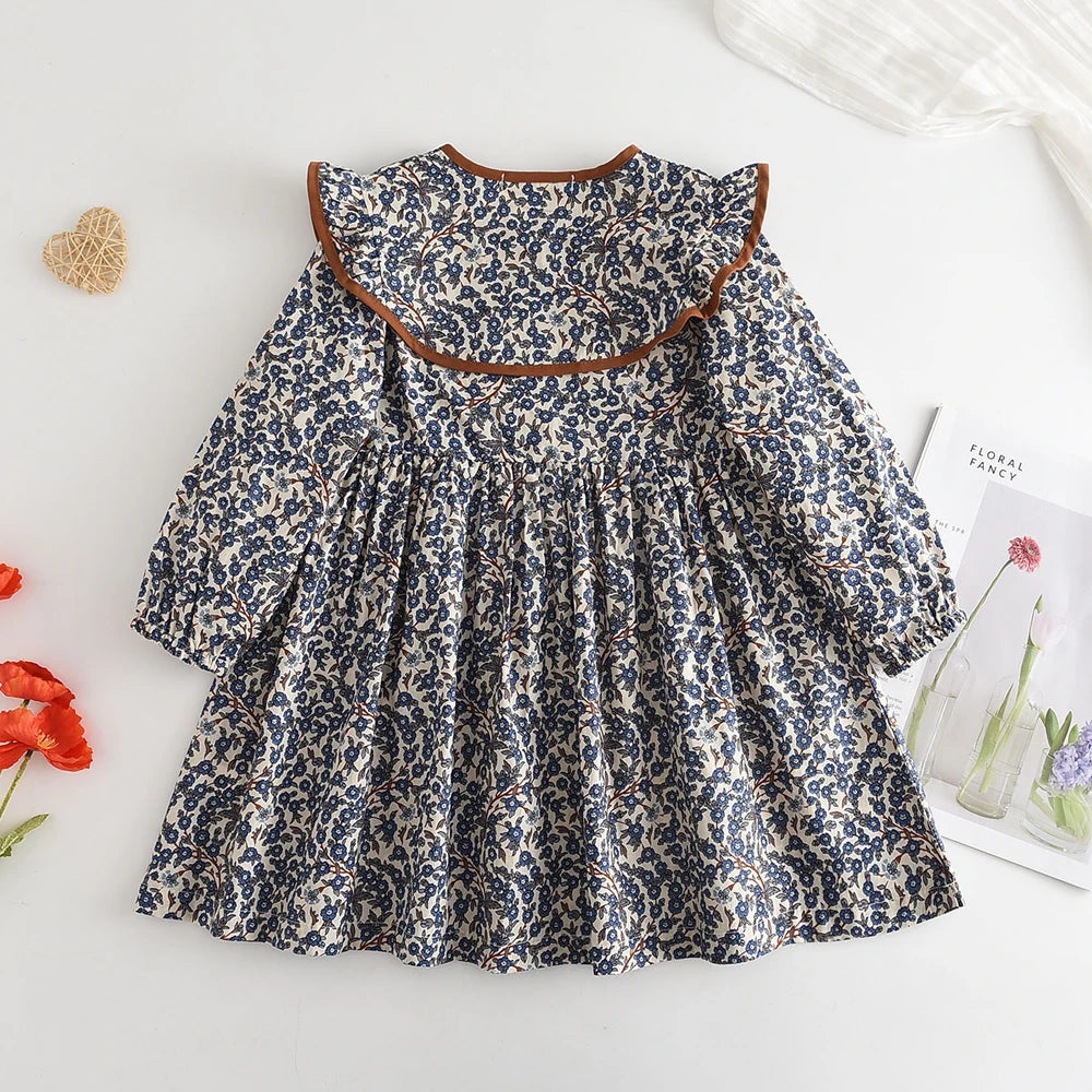 Vintage Baby Girl Clothes – Fall Peter Pan Collar Dress - Kid Zone
