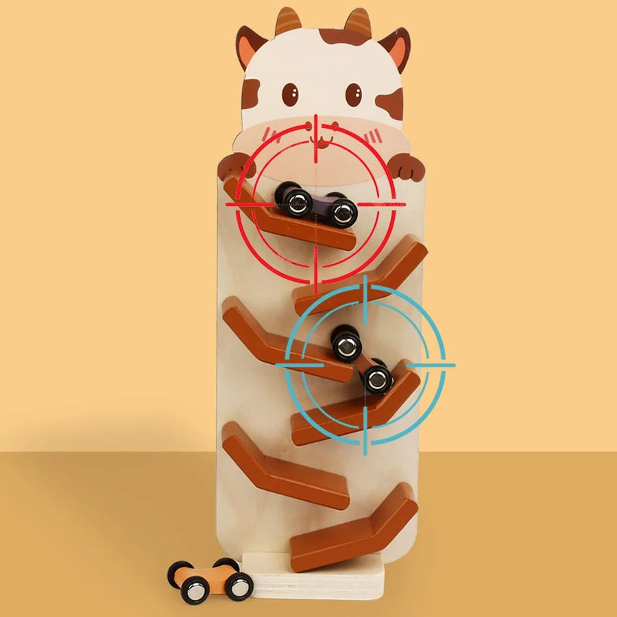 Wooden Car Racing Ramp – Early Learning Slide Track Toy for Kids - Kid Zone