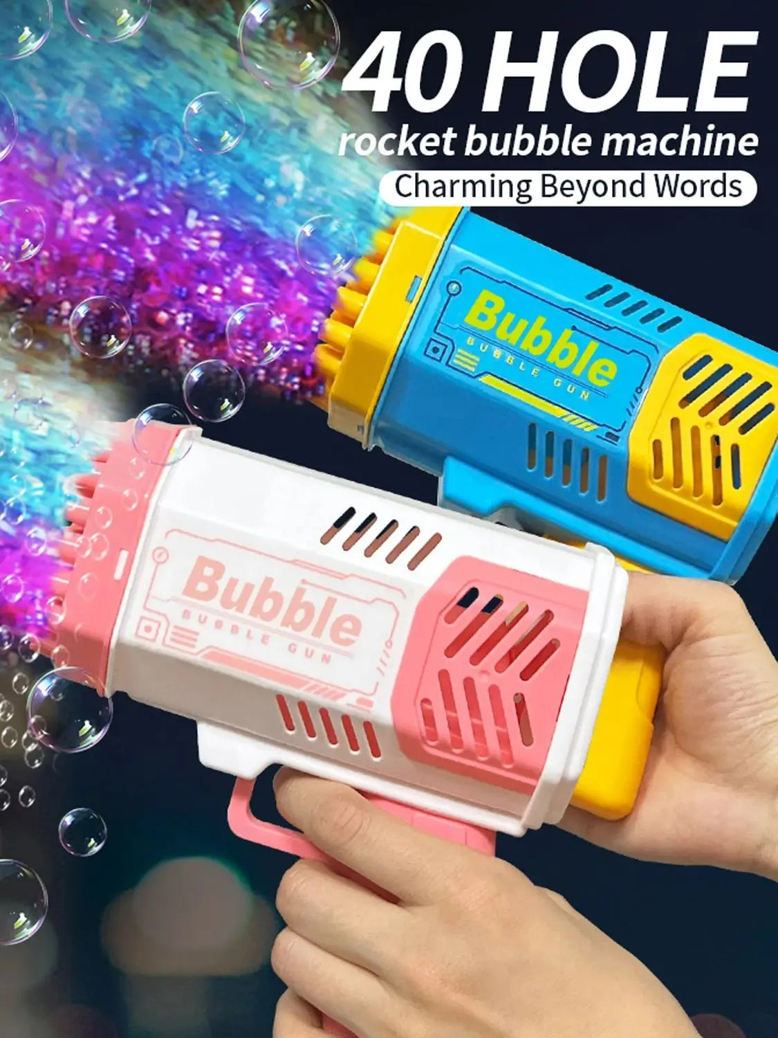 Galaxy LED Bubble Gun – 40-Hole High-Output Bubble Blaster for Kids - Kid Zone
