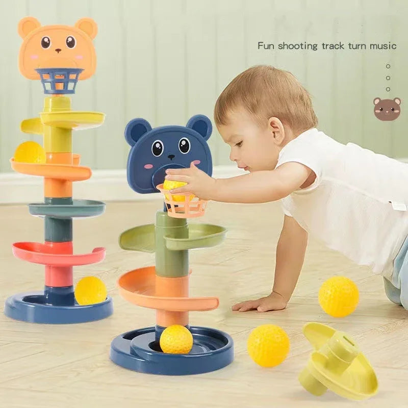 Montessori Ball Drop Tower – Rotating Track Development Toy for Toddlers - Kid Zone
