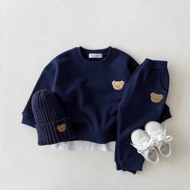 Trendy Baby Boy Clothes – Korean-Style Bear Print Outfit - Kid Zone