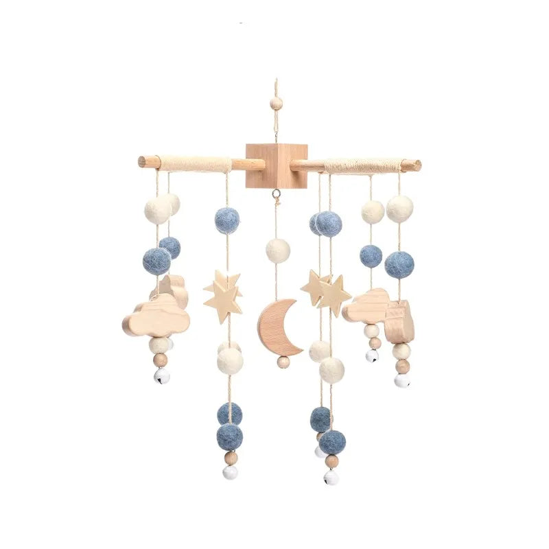 Dreamy Baby Wooden Crib Mobile – Soft Visual & Musical Hanging Toy for Newborns - Kid Zone
