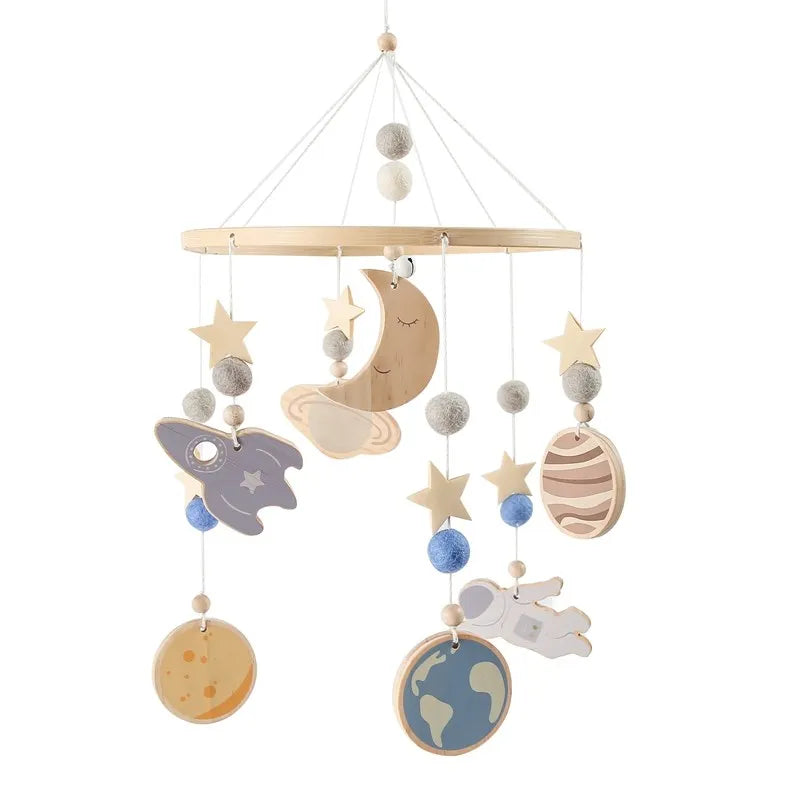 Dreamy Baby Wooden Crib Mobile – Soft Visual & Musical Hanging Toy for Newborns - Kid Zone