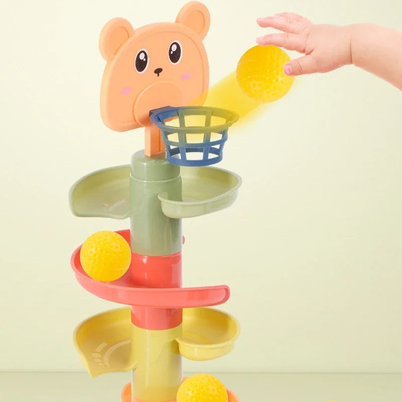 Montessori Ball Drop Tower – Rotating Track Development Toy for Toddlers - Kid Zone