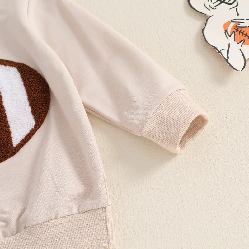 Preppy Baby Boy Clothes – Fall Rugby-Style Embroidered Sweatshirt & Pants Set - Kid Zone