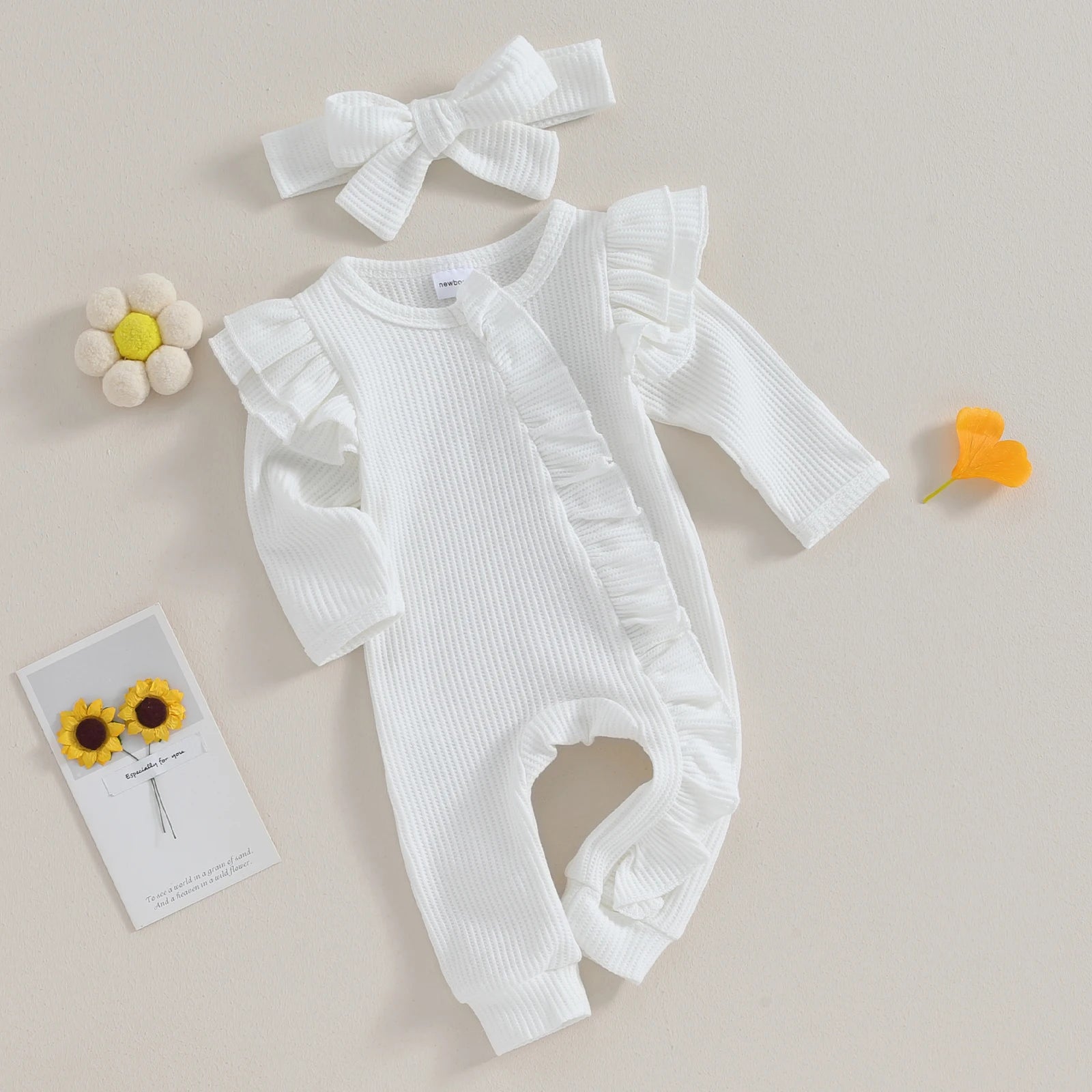 Lily Cute – Newborn Baby Girl Bow Jumpsuit | Soft Cotton Infant Clothes - Kid Zone