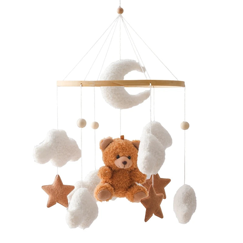 Dreamy Baby Wooden Crib Mobile – Soft Visual & Musical Hanging Toy for Newborns - Kid Zone