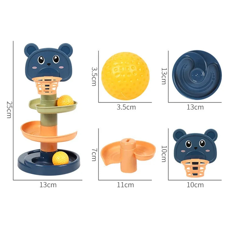 Montessori Ball Drop Tower – Rotating Track Development Toy for Toddlers - Kid Zone