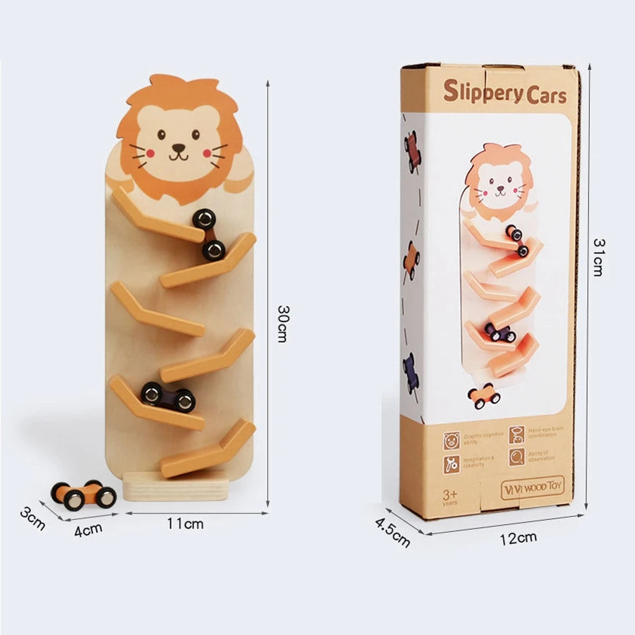 Wooden Car Racing Ramp – Early Learning Slide Track Toy for Kids - Kid Zone