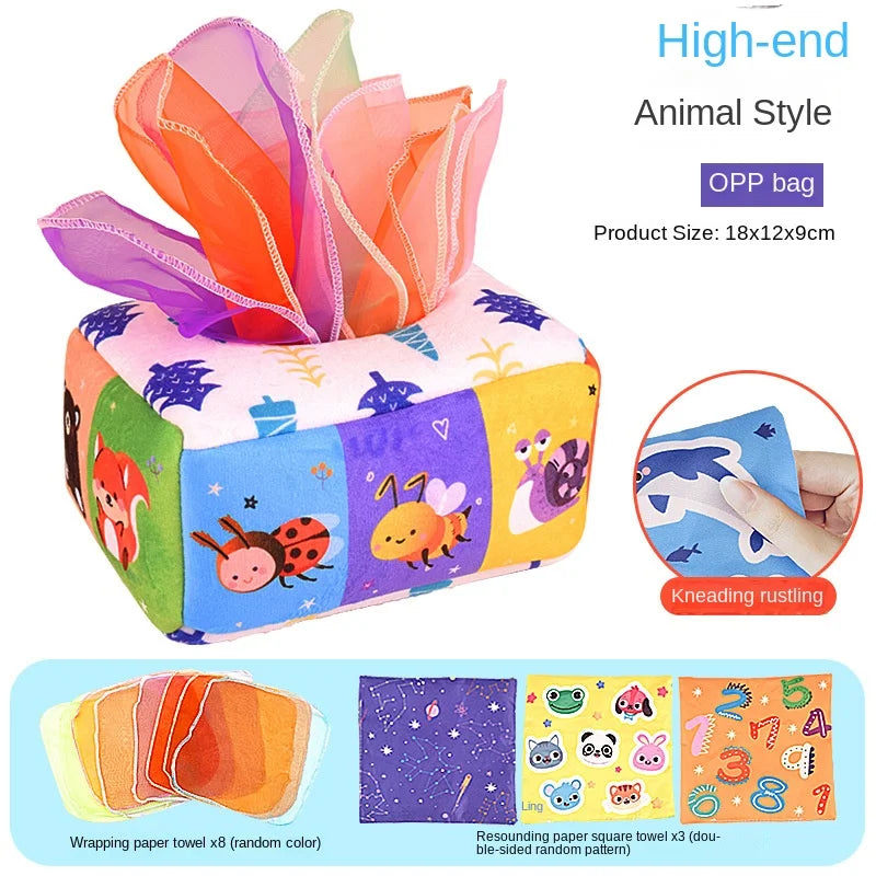 Montessori Tissue Box Toy – Sensory Learning Activity for Babies & Toddlers - Kid Zone