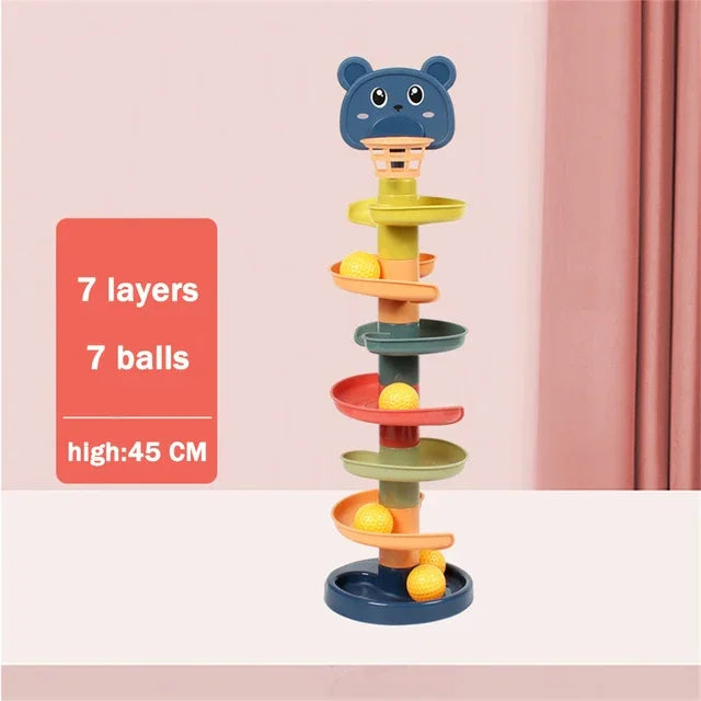 Montessori Ball Drop Tower – Rotating Track Development Toy for Toddlers - Kid Zone
