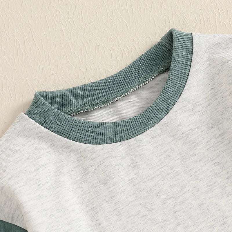 Cool Baby Boy Clothes – Fall Contrast-Color Sweatshirt & Cargo Pants Set - Kid Zone