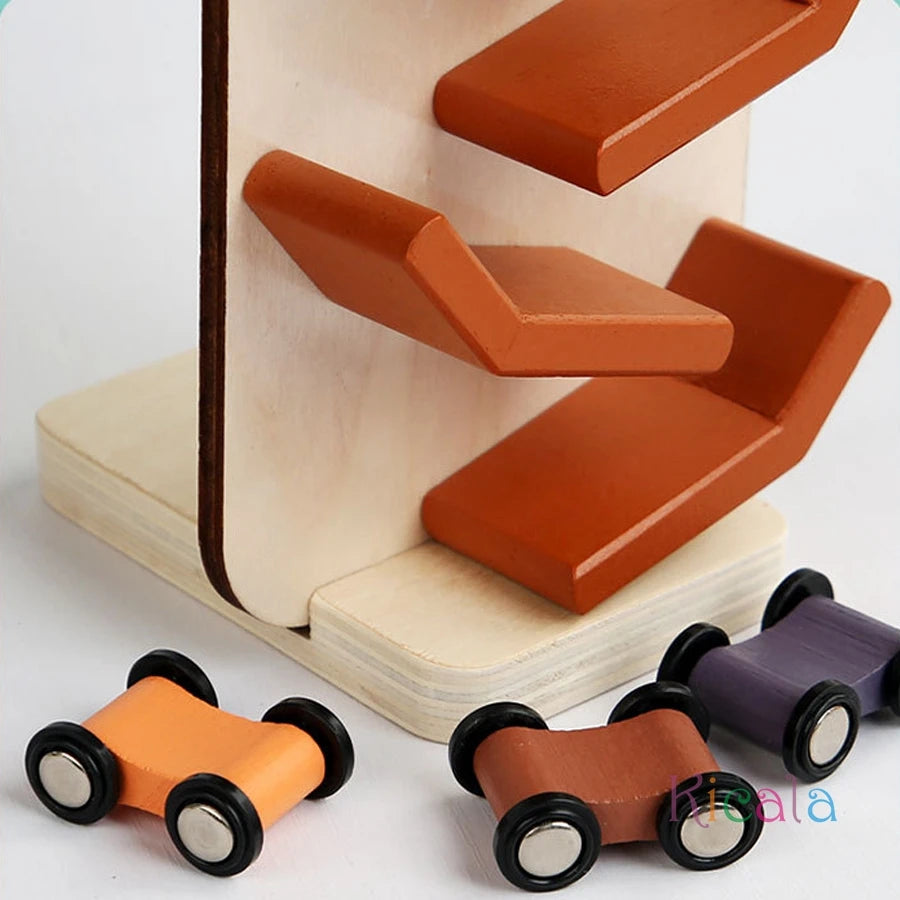 Wooden Car Racing Ramp – Early Learning Slide Track Toy for Kids - Kid Zone