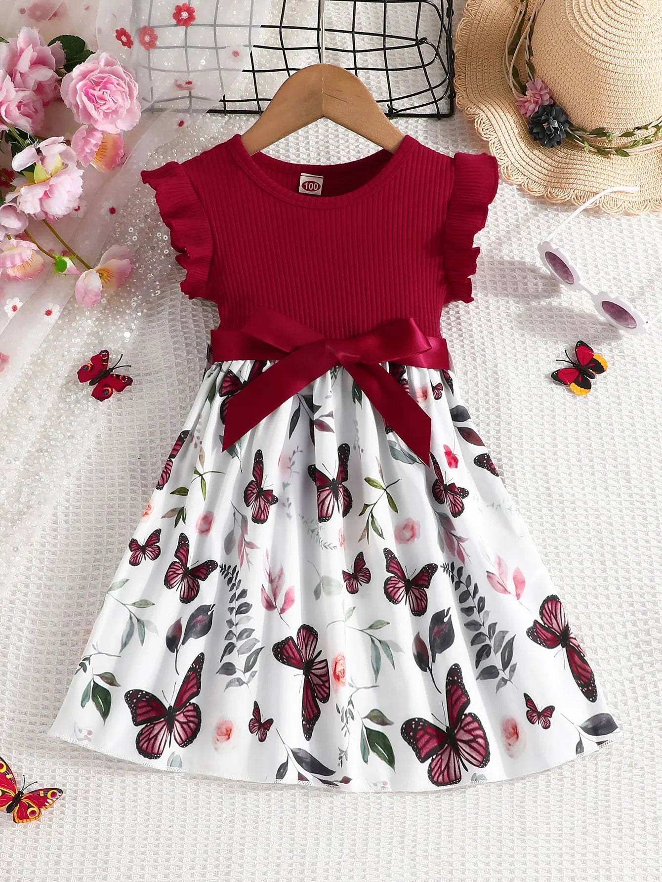 Trendy Baby Girl Clothes – Multicolor Butterfly Dress - Kid Zone