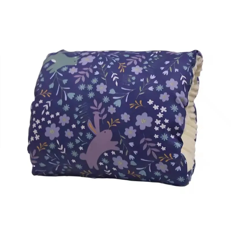 Purple baby pillow with floral and bunny print, soft nursery bedding, Kid Zone essentials