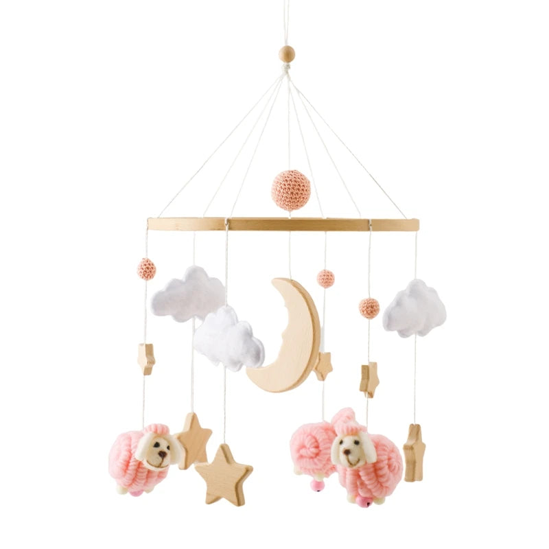 Dreamy Baby Wooden Crib Mobile – Soft Visual & Musical Hanging Toy for Newborns - Kid Zone