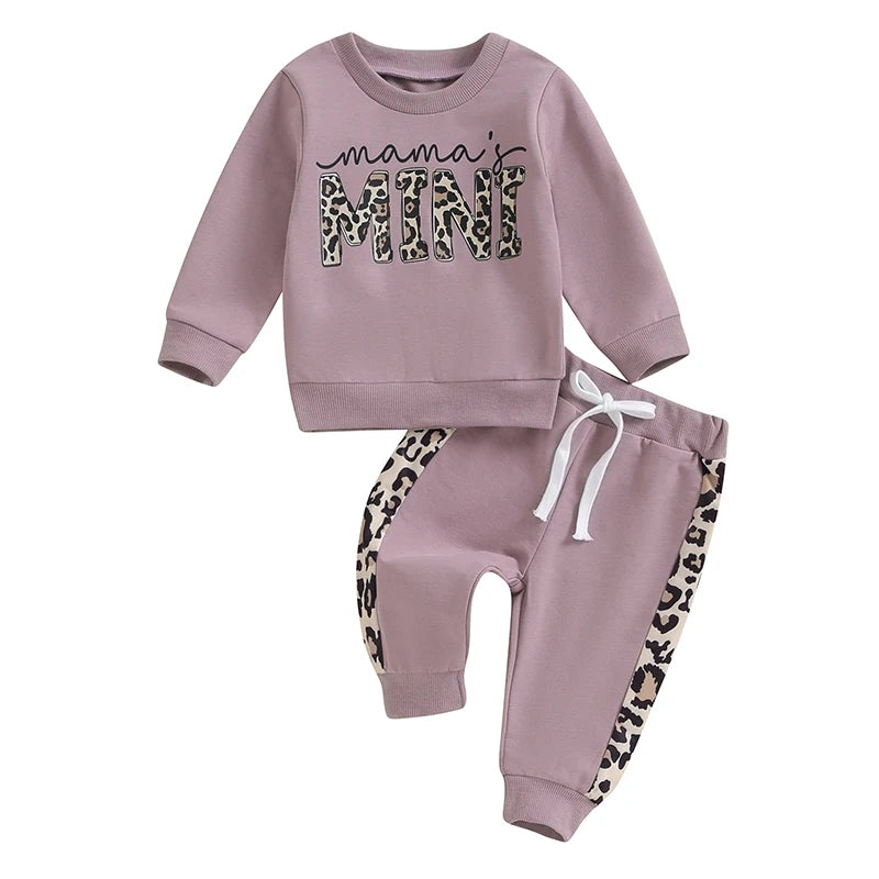 Little girls' fall set - long-sleeved sweater with suspender pants