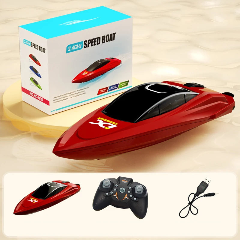 High-Speed RC Mini Racing Boat with LED Lights – Wireless Remote Control Water Toy - Kid Zone